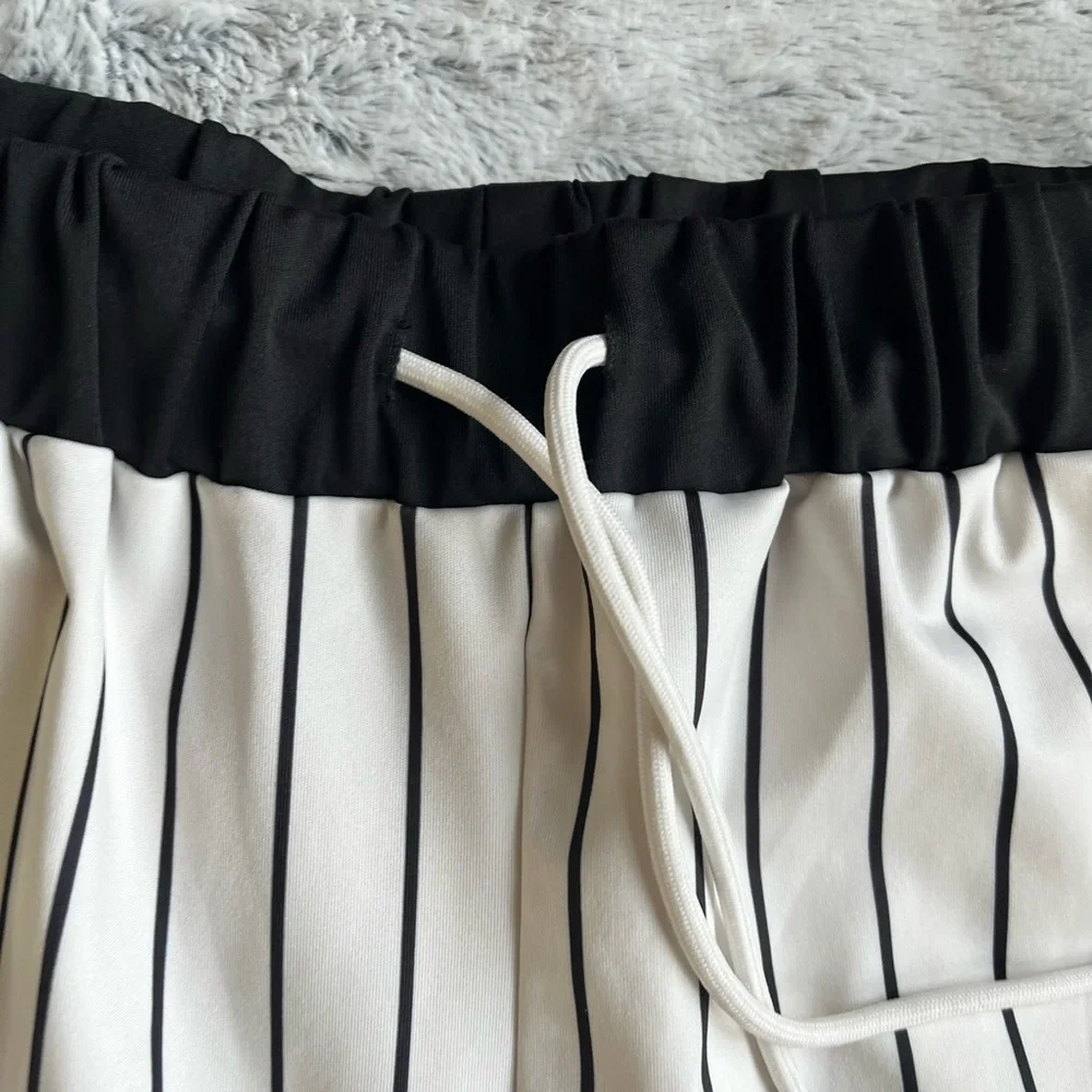 🇺🇸Men Striped And Letter Graphic Drawstring Waist Track Shorts